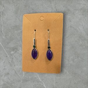 Purple Teardrop Gemstone Dangle Earrings